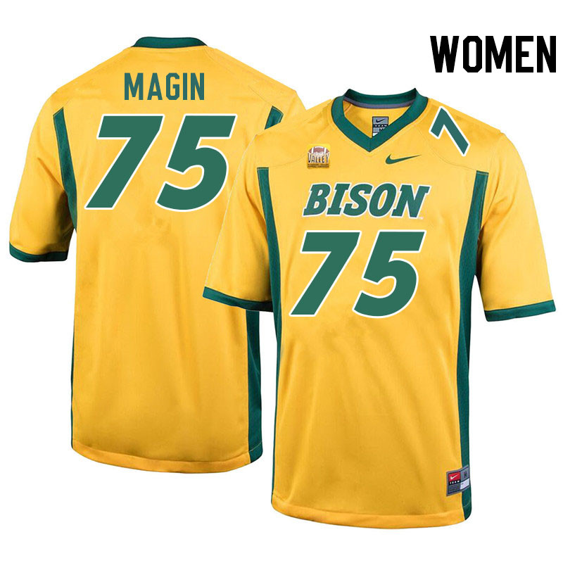 Women #75 Josh Magin North Dakota State Bison College Football Jerseys Stitched-Yellow